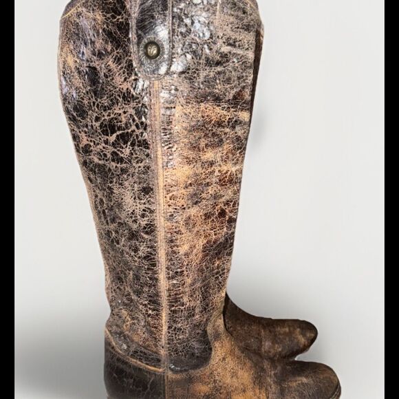 Frye Boots Womens Melissa Button Chocolate  Glazed Distressed Leather Size 6.5R - Picture 3 of 12